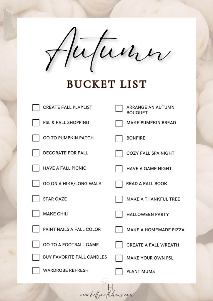 Autumn Bucket List 2023 - Shutterbean